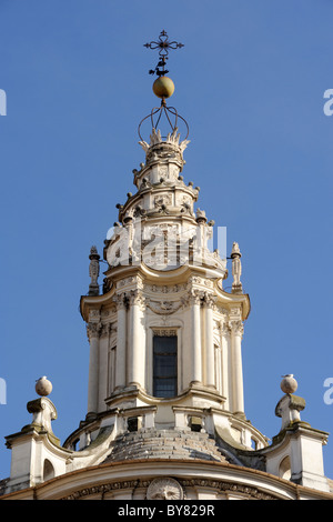 Italien, Rom, Kirche Sant'Ivo alla Sapienza, barocker Glockenturm Borromini aus nächster Nähe Stockfoto