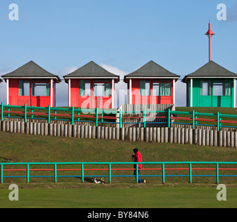 Strandhütten in Mablethorpe Lincolnshire UK Stockfoto