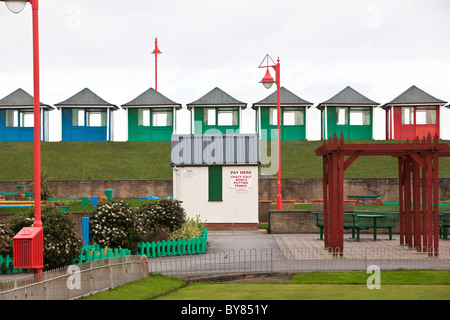 Strandhütten in Mablethorpe Lincolnshire UK Stockfoto