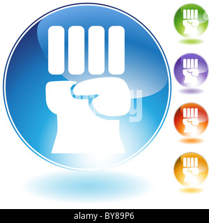 Freiheit Faust Kristall Symbol isoliert auf einem weißen Hintergrund. Stockfoto