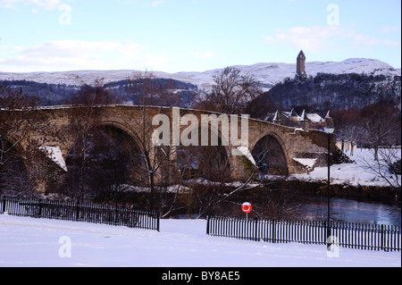 Alten Stirling Brücke über den Fluss Forth in Stirling, Schottland. Stockfoto