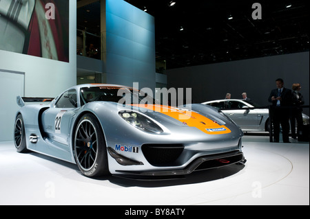 Porsche 918 RSR Schwungrad Hybrid-Rennwagen auf der 2011 North American International Auto Show in Detroit Stockfoto