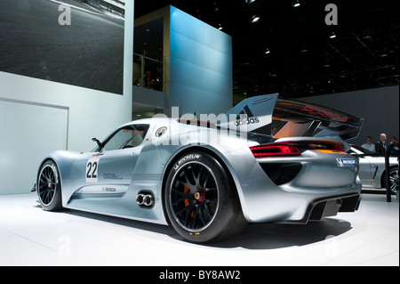 Porsche 918 RSR Schwungrad Hybrid-Rennwagen auf der 2011 North American International Auto Show in Detroit Stockfoto