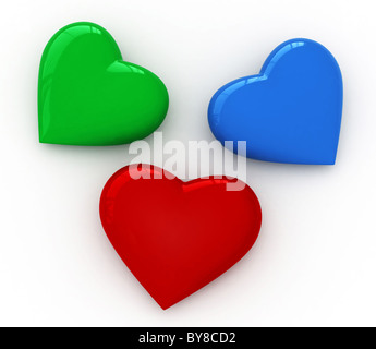 3D Render des rotes Herz für Valentinstag Stockfoto