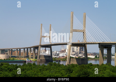 Cochrane-schlagen Brücke blieb ein Kabel Hängebrücke, Kreuze den Mobile River in Mobile, Alabama. Stockfoto