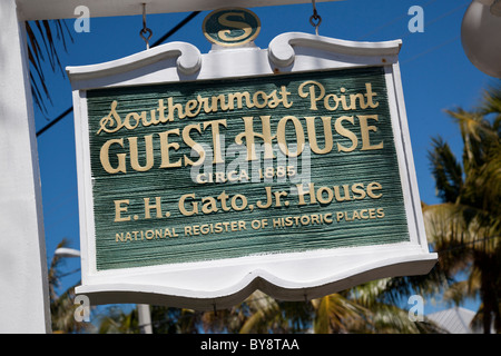 Melden Sie das südlichste Punkt Guest House in Key West, Florida, USA Stockfoto