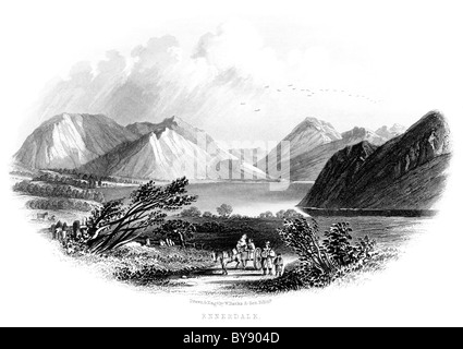 Eine Gravur mit hoher Auflösung aus einem Buch über den Lake District berechtigt Ennerdale gescannt veröffentlicht vor 1864 Stockfoto