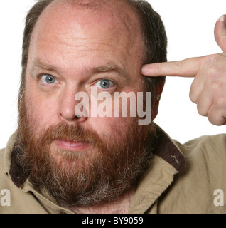 Dicker Mann zeigt hautnah Stockfoto