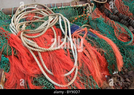 Meer Trawler Fischernetze und zugehörige Ausrüstung Stockfoto