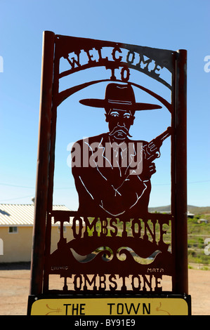 Herzlich Willkommen Sie in Tombstone Arizona Zeichen Stockfoto