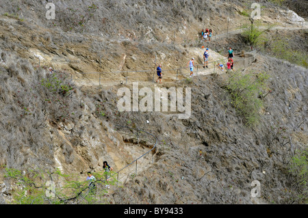 Wanderer Diamond Head Krater State Monument Honolulu Hawaii Oahu Stockfoto