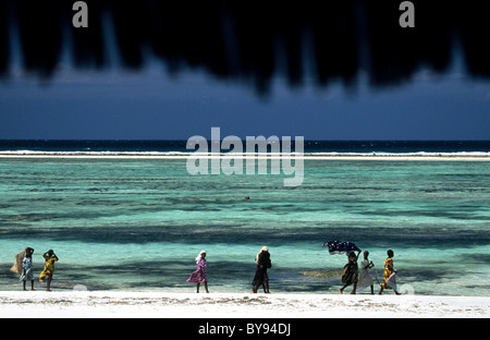 Tansania, Sansibar, Ostküste, direkt am Strand in Matemwe. Stockfoto