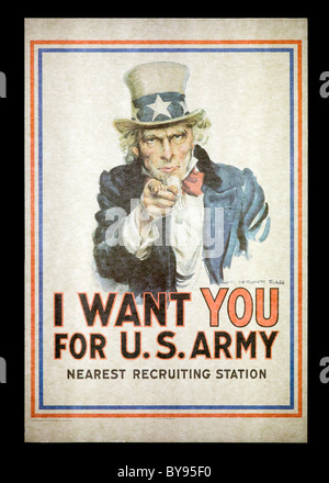 J.M. Flaggs 1917 Plakat - Uncle Sam "Ich will Sie für die US-Armee" Plakat - USA Stockfoto