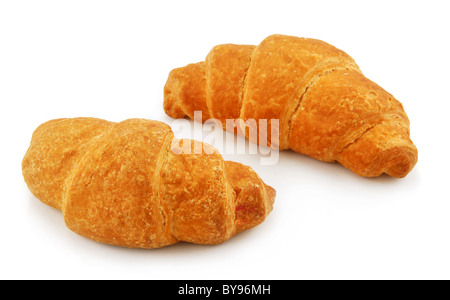 Zwei Croissants, Isolated on White Stockfoto