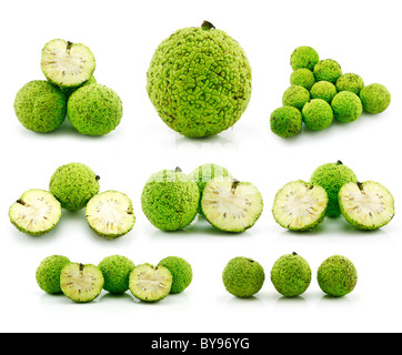 Satz von Osage Orange (Maclura), Isolated on White Stockfoto