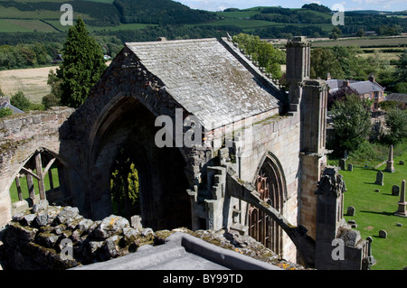 Teil der Melrose Abbey in den Scottish Borders. Stockfoto