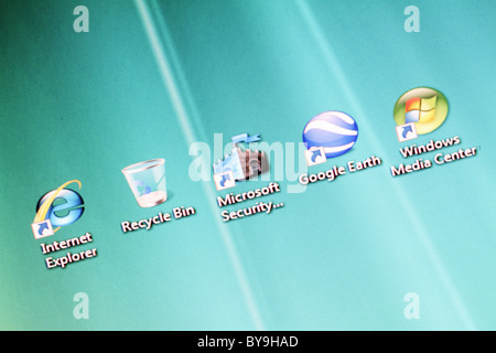 Start-Symbole auf dem Computerbildschirm Stockfoto