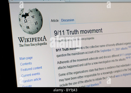 Eine Wikipedia-Suche nach 9/11 Truth movement Stockfoto