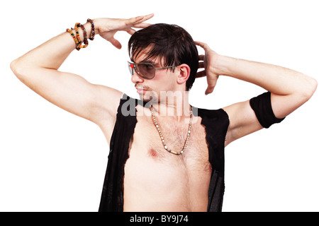 junger Mann-Flamenco-Tänzerin auf Awhite Hintergrund isoliert Stockfoto