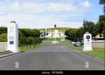 Eingang Punchbowl National Memorial Cemetery Honolulu Hawaii Oahu Pazifischen Ozean Stockfoto