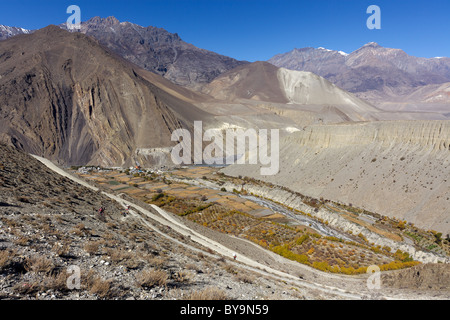 Blick auf Kagbeni Dorf im Annapurna-Gebirge, Nepal Stockfoto