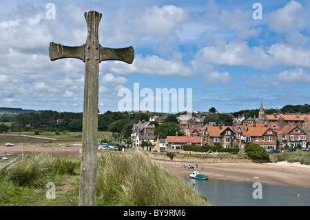 Ein Blick auf Alnmouth von Chapel Hill Stockfoto