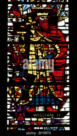 Canterbury Kent England Canterbury Kathedrale moderne Buntglasfenster Darstellung König Wilhelm II. Stockfoto