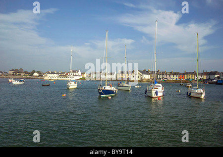 Insel der Fund mit Boote vertäut, Machars Wigtownshire Galloway Stockfoto