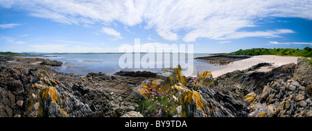 Panoramablick auf Mossyard Strand in der Nähe von Torhaus der Flotte an Galloway Solway Küste Stockfoto