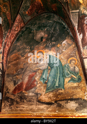 Chora Patmos Griechenland St John Fresken die byzantinischen Theologen Kloster In der Vorhalle Stockfoto