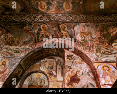 Chora Patmos Griechenland St. John the Theologian Monastery byzantinische Fresken im Narthex das Kloster erinnert an den Ort, an dem der heilige johannes von Patmos sein Evangelium und die Apokalypse komponierte Stockfoto