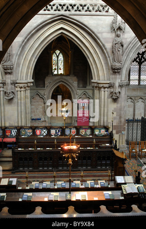 Der Chor von St. Chad Kopf Kapelle Balkon, Kathedrale von Lichfield, Staffordshire, England, Vereinigtes Königreich gesehen Stockfoto