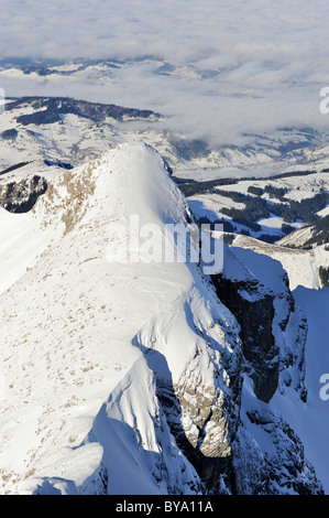 2448 Meter hohen Girenspitz Berg im nördlichen Alpstein-massiv, Kanton Appenzell Innerrhoden, Schweiz, Europa Stockfoto