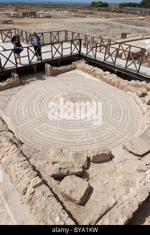 Mosaik-Fußboden, Ausgrabungsstätte, Kato Paphos Resort, Haus des Theseus, UNESCO-Weltkulturerbe, Paphos, Zypern Stockfoto