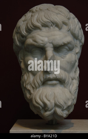 Epikur (ca. 341-270 v. Chr.). Griechischer Philosoph. Büste. Pentelischem Marmor. Römische Kopie. Stockfoto