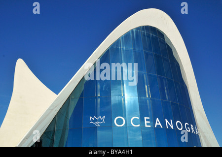 Eingang des Oceanogràfic marine Parks, Ciudad de Las Artes y Las Ciencias, die Stadt der Künste und Wissenschaften, entworfen von Spanisch Stockfoto