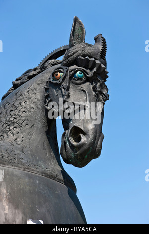 Anscavallo Skulptur von J. Goertz, 1994, vor der Ansbach Residenz, Mittelfranken, Franken, Bayern, Deutschland, Europa Stockfoto