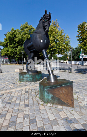 Anscavallo Skulptur von J. Goertz, 1994, vor der Ansbach Residenz, Mittelfranken, Franken, Bayern, Deutschland, Europa Stockfoto