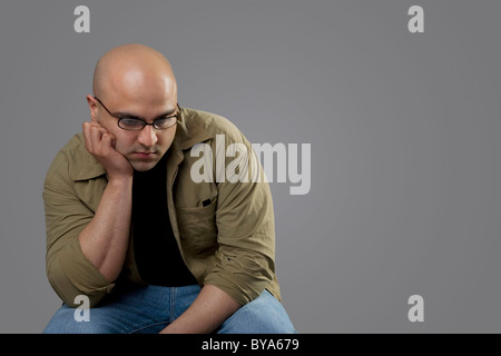 Glatzkopf depressiv Stockfoto