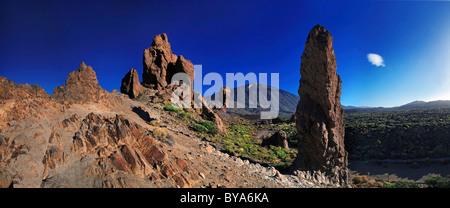 Roques de Garcia, den Teide oder Pico del Teide, Teneriffa, Kanarische Inseln, Spanien, Europa Stockfoto