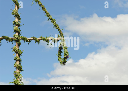 Teil des traditionellen Maibaum verwendet in der Feier der Sommersonnenwende, Schweden Stockfoto