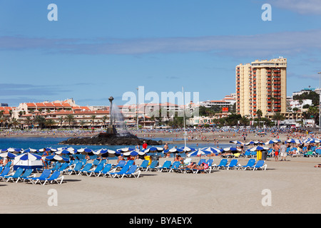 Playa de Las Vistas Strand, Los Cristianos, Teneriffa, Kanarische Inseln, Spanien, Europa Stockfoto