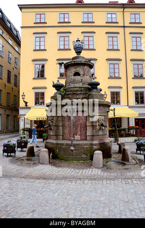 Die alte gut entworfene Palmstedt in der malerischen Stortorget, der alten gepflasterten Platz Stockholm Stockfoto