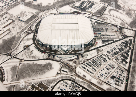 Luftaufnahme, Arena auf Schalke, Veltins-Arena, bevor das Dach durch Schnee, Gelsenkirchen, Ruhrgebiet Region beschädigt wurde Stockfoto
