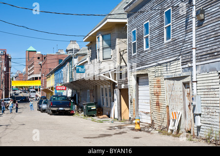 Das Bullauge Restaurant und Brunnen an der Custom House Wharf im Stadtteil alten Hafen von Portland, Maine Stockfoto