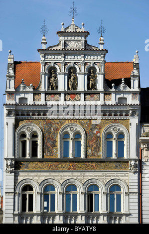 Rot Herz Haus Renaissance und Barock Stadthaus mit Sgraffito, Platz der Republik, Pilsen, Böhmen, Tschechische Republik, Europa Stockfoto