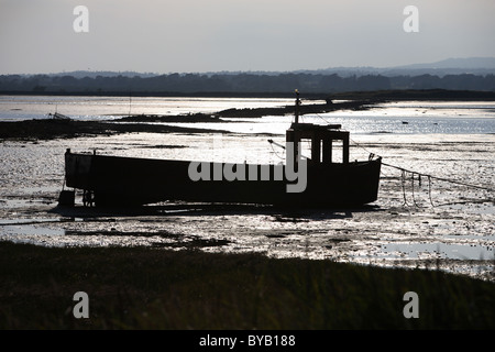 Angelboot/Fischerboot bei Ebbe in Wexford, Irland Stockfoto