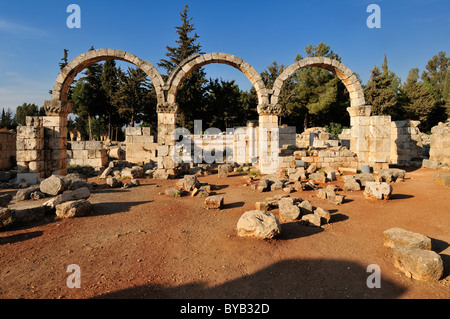 Antike Umayyad Ruinen an die archäologische Stätte von Anjar, Aanjar, UNESCO-Weltkulturerbe, Bekaa-Tal, Libanon, Naher Osten Stockfoto