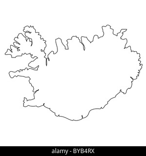 Gliederung, Karte von Island Stockfoto