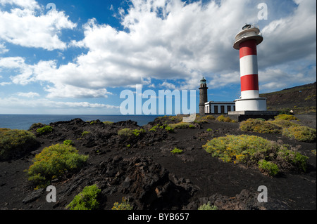 Leuchttürme, Punto de Fuencaliente, La Palma, Kanarische Inseln, Spanien Stockfoto